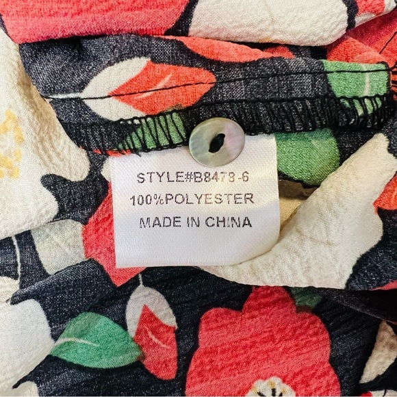 Jodifl Dark Floral Ruffle Sleeve Tiered Dress. Size Large. - Picture 10 of 12